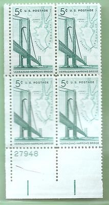 Stamps U.S Verrazano Narrows Bridge Scott 1258 BLOCK MNH