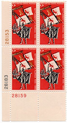 Postage Stamps, U.S. Settlement Of Florida Scott 1271 Plate Block MNH