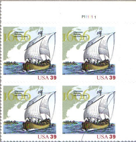 2006 SAMUEL de CHAMPLAIN #4073 Plate Block of 4 x 39 cents US Postage Stamps