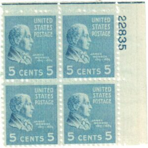 1938 James Monroe Set of 4-5 Cent US Postage Stamps New US# 845