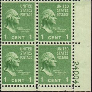 #804 -1938 1c george washington u. s. postage stamps plate block (4)