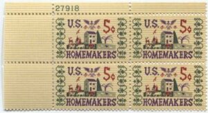 no. 1253 - 1964 5c homemakers u. s. postage stamp plate block (4)