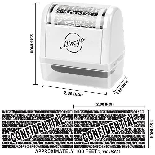 Miseyo Identity Theft Protection Roller Stamp Set - White (6 Refill Ink Incleded)