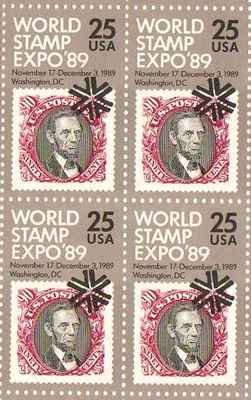 World Stamp Expo '89 Set of 4 x 25 Cent US Postage Stamps NEW Scot 2410
