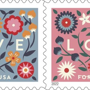 Love 2022 Forever First Class Postage Stamps - Valentine, Wedding, Celebration, Anniversary, Romance, Party - 2 Sheets, 40 Stamps