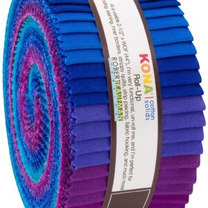 Robert Kaufman Kona Cotton Solids Peacock Roll Up 2.5" Precut Cotton Fabric Quilting Strips Jelly Roll Assortment RU-770-40