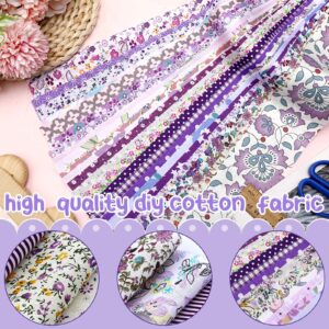 Ganeen 100 Pcs Cotton Fabric Patchwork Quilting Strips 2.56 Inch Precut Patchwork Roll Japanese Style Cotton Fabric Quilting Fabric Strips Craft for DIY Craft Sewing (Exquisite Floral)