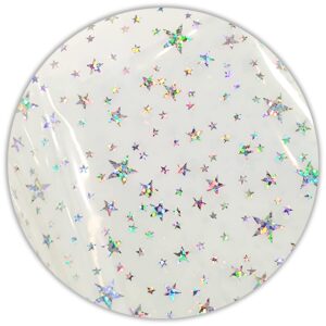 Super Clear Glitter Star PVC Leather Roll, Transparent Star Printed Synthetic Leather 0.5mm Thickness for DIY Projects Sewing Craft 12" x 53" (White)