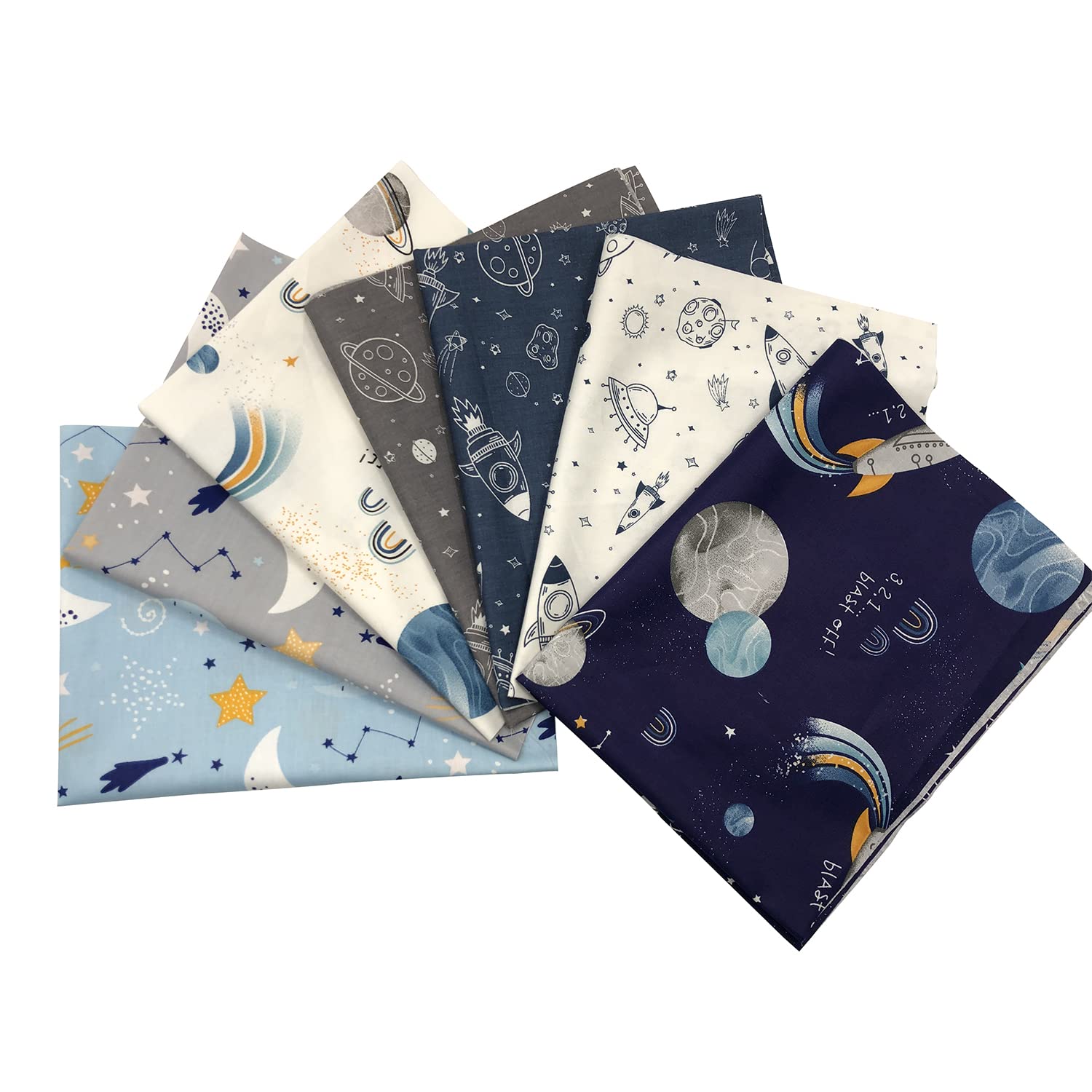 Araniozb Space Quilting Squares,Space fat quarter bundle,Quilting Fabric,Shooting Star Sewing Fabric,Space Cotton Fabric Bundles,Outer Space Quilt Fabric,Space Cotton Fabric 15.6'' x 19.8''(7PCS)