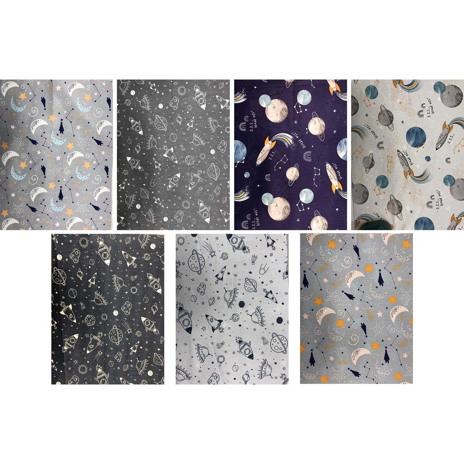 Araniozb Space Quilting Squares,Space fat quarter bundle,Quilting Fabric,Shooting Star Sewing Fabric,Space Cotton Fabric Bundles,Outer Space Quilt Fabric,Space Cotton Fabric 15.6'' x 19.8''(7PCS)