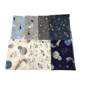 Araniozb Space Quilting Squares,Space fat quarter bundle,Quilting Fabric,Shooting Star Sewing Fabric,Space Cotton Fabric Bundles,Outer Space Quilt Fabric,Space Cotton Fabric 15.6'' x 19.8''(7PCS)