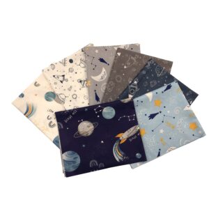 Araniozb Space Quilting Squares,Space fat quarter bundle,Quilting Fabric,Shooting Star Sewing Fabric,Space Cotton Fabric Bundles,Outer Space Quilt Fabric,Space Cotton Fabric 15.6'' x 19.8''(7PCS)