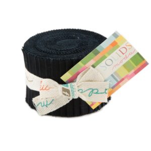 bella solids black junior jelly roll 20 2.5-inch strips moda fabrics 9900jjr 99