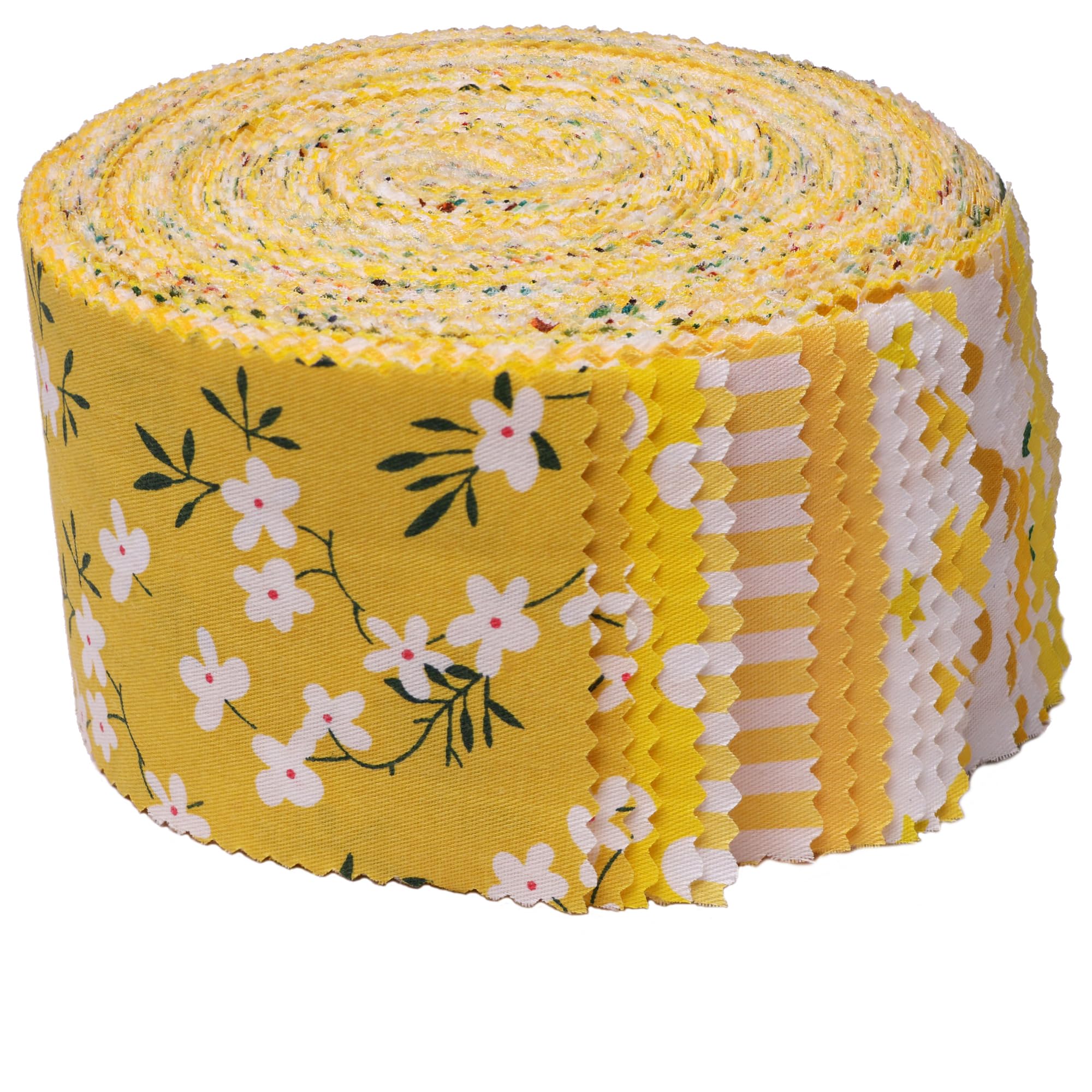 Nodsaw 40 Pcs 2.5-inch Jelly Roll Fabric Strips for Quilting, 100% Cotton Fabric Jelly Rolls, Yellow Series