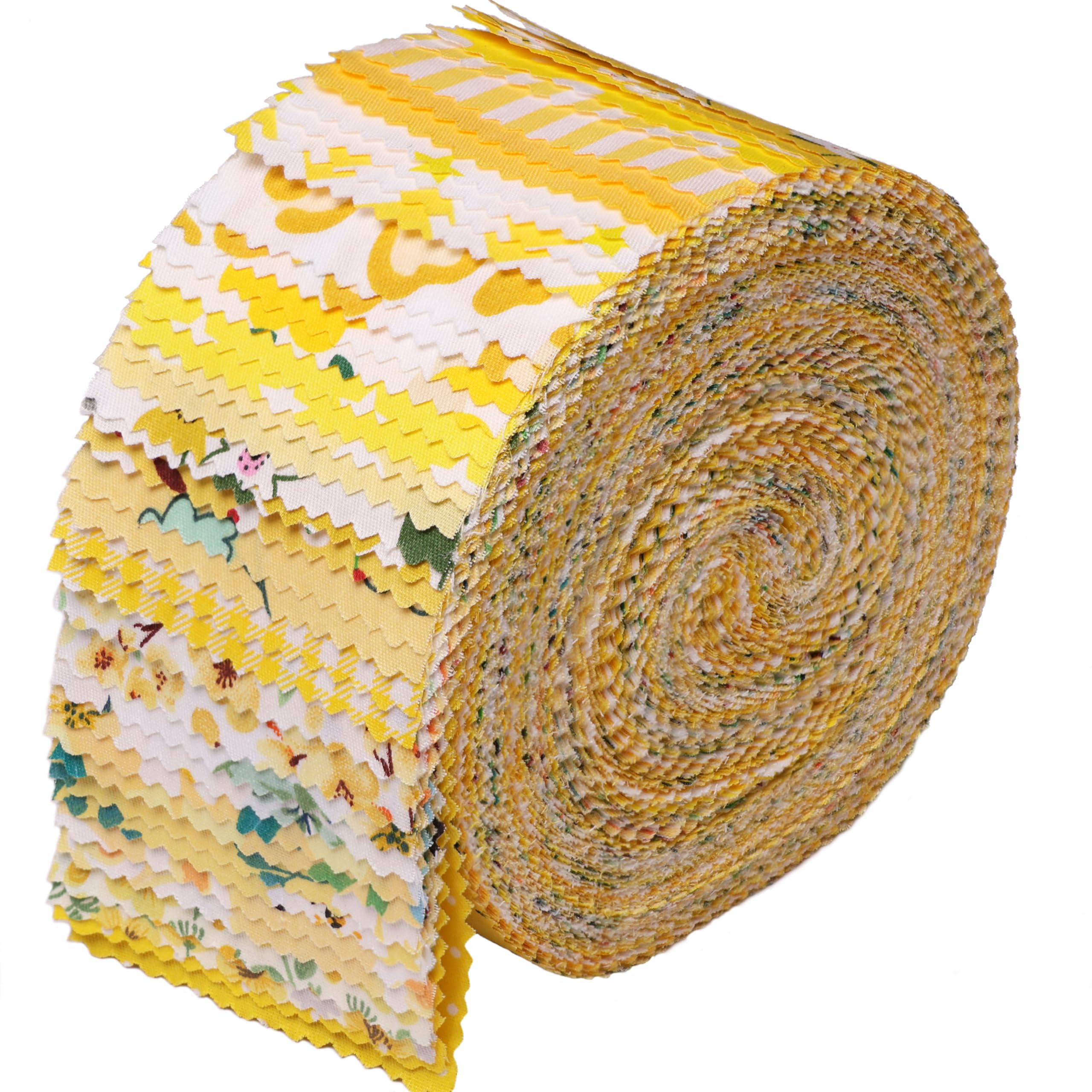 Nodsaw 40 Pcs 2.5-inch Jelly Roll Fabric Strips for Quilting, 100% Cotton Fabric Jelly Rolls, Yellow Series