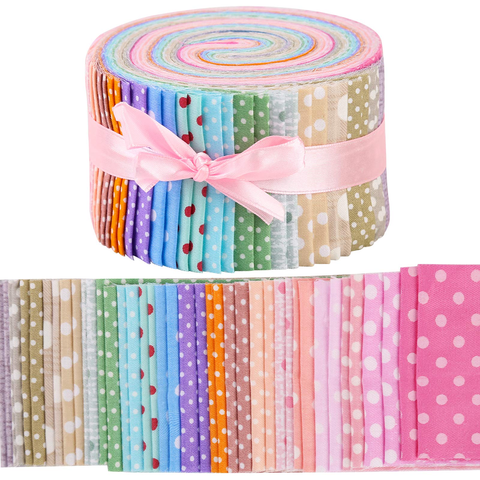 Jelly Roll Fabric, Roll Up Cotton Fabric Quilting Strips, Jelly Roll Fabric Strips for Quilting, Patchwork Craft Cotton Quilting Fabric, Patchwork Fabric Sets with Different Patterns