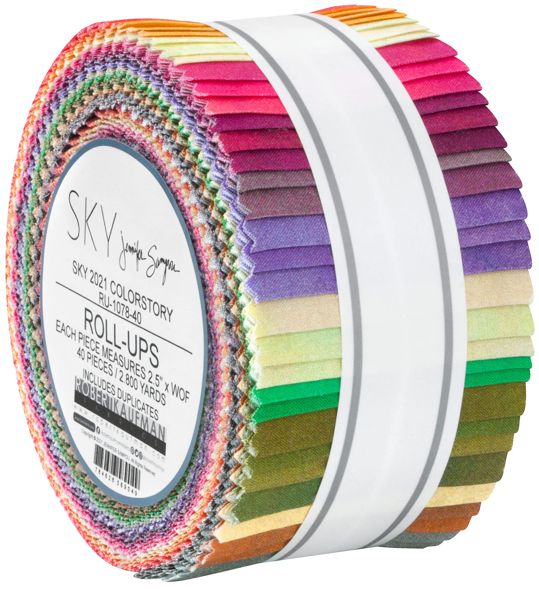 Jennifer Sampou Sky 2021 Roll Up 40 2.5-inch Strips Jelly Roll Robert Kaufman Fabrics RU-1078-40