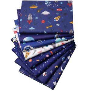 hanjunzhao 100% cotton fat quarters fabric bundles 18 x 22 inch for quilting sewing crafting (universe starry sky)