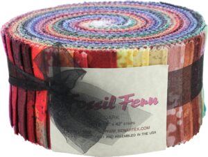 fossil fern darks pinwheel 40 2.5-inch strips jelly roll by benartex