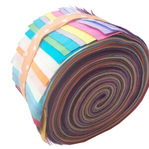 20PCS Solids Jelly Roll Fabric, Roll Up Cotton Fabric Quilting Strips (2.5inch x 42inch), Jelly Roll Fabric Strips for Quilting, Patchwork Craft Cotton Quilting Fabric