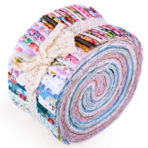 Roll Up Cotton Fabric Quilting Strips, Jelly Roll Fabric, Cotton Craft Fabric Bundle, Patchwork Craft Cotton Quilting Fabric, Cotton Fabric, Quilting Fabric with Different Patterns for Crafts