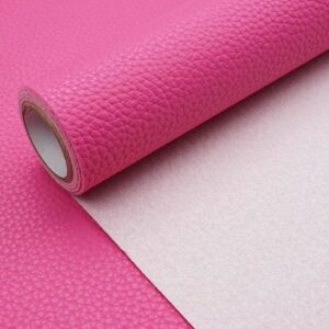 Hot Pink Litchi Texture PU Fabric Leather 11.8x53.14 Inch（30x135 CM） 1.13mm Thick Faux Synthetic Leather Material for Upholstery Crafts, DIY Sewings, Sofa, Handbag, Earrings, Hair Bows Decorations