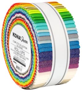 kona cotton solids sheen roll up 40 2.5-inch strips jelly roll robert kaufman fabrics ru-1014-40, assorted, 2.5 inches