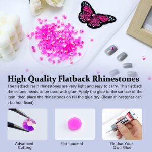 Briskbloom 3000PCS Resin Flatback Rhinestone, 2mm 3mm 4mm 5mm 6mm Hot Pink AB Flatback Jelly Resin Rhinestones for Tumblers, Mugs, Bottles, Craft Decoration, Loose Bling Glitter Gem Stone, Rose AB