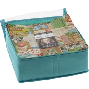 Missouri Star Storage Bag for Precut Fabrics for Quilting Sewing Box Organizer Holds Fat Quarters, Charm Packs, Layer Cakes Canvas Carrying Case with Removable Dividers, Small Aqua (NOT4996)