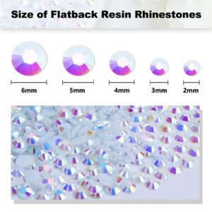 Briskbloom 3000PCS 2mm Resin Flatback Rhinestone, Pure White AB Flatback Jelly Resin Rhinestones for Mugs, Bottles, Tumblers, Craft Decoration, Loose Bling Glitter Diamond Stone