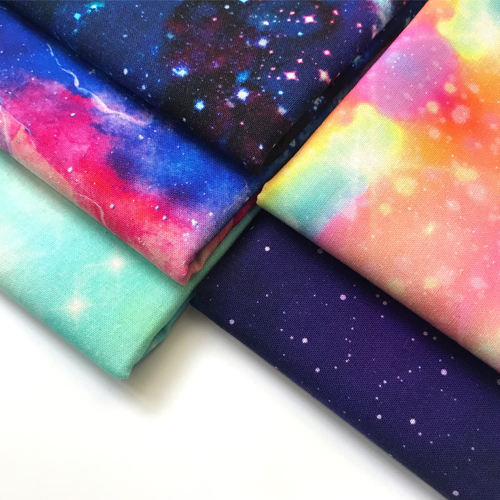 Misscrafts 5pcs Quilting Fabric 50x50cm 100% Cotton Craft Fabric Bundle Squares Fat Quarters Multicolored for Patchwork DIY Sewing Scrapbooking Starry