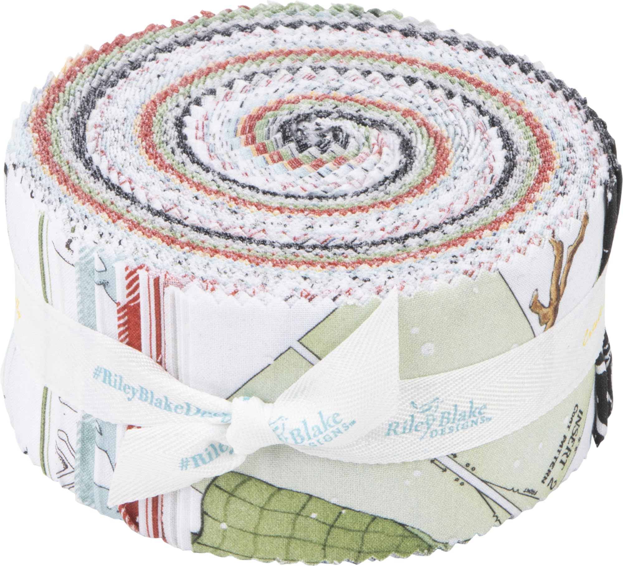 J Wecker Frisch White As Snow Rolie Polie 40 2.5-inch Strips Jelly Roll Riley Blake RP-13550-40