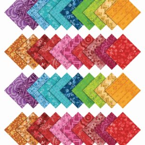 Soimoi 40Pcs Batik Print Cotton Precut Fabrics for Quilting Craft Strips 2.5x42inches Jelly Roll - Red