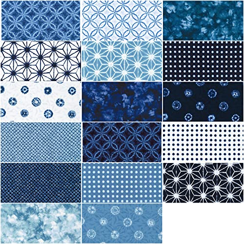 Sevenberry Shibori Blues Roll Up 40 2.5-inch Strips Jelly Roll Robert Kaufman Fabrics RU-1050-40