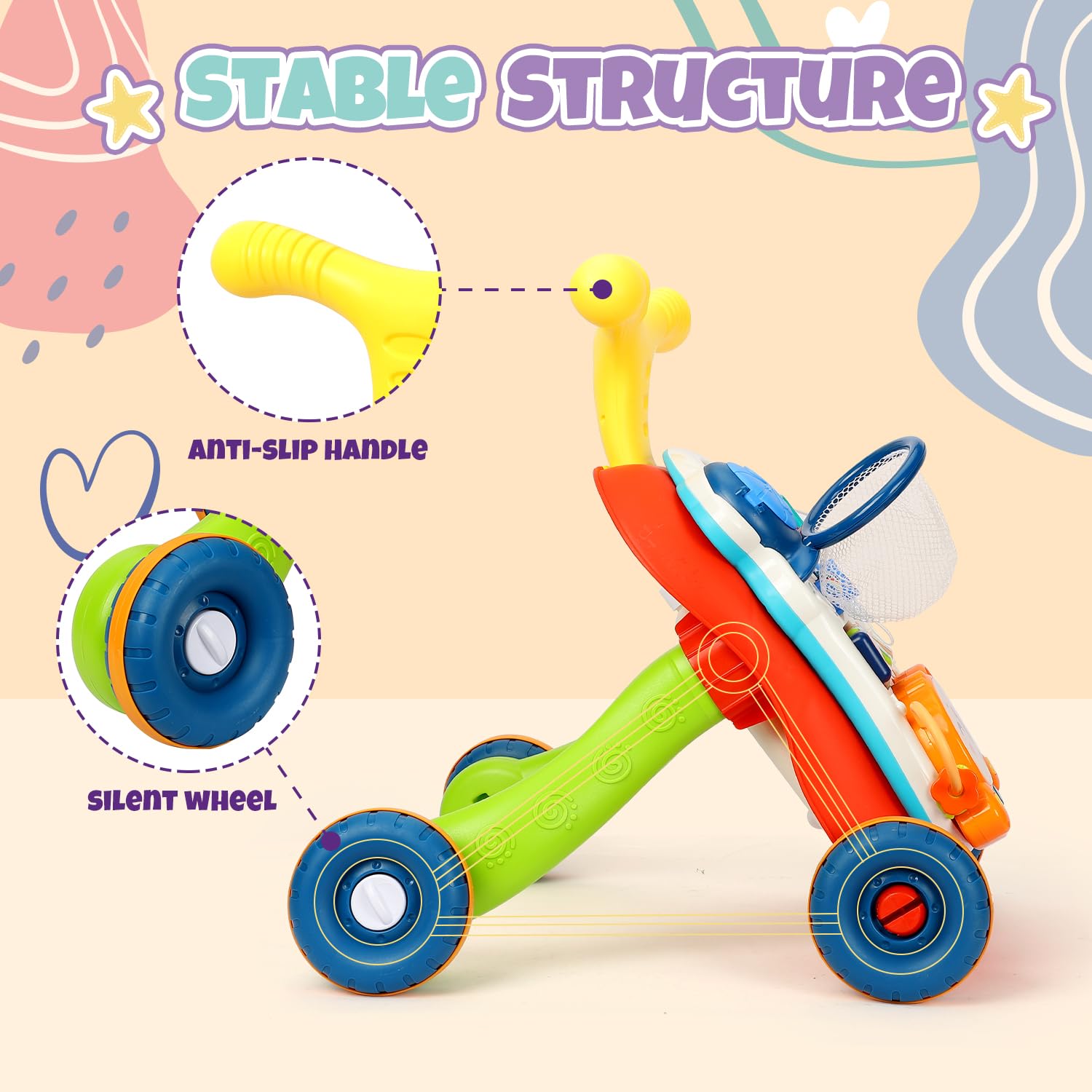 TOY Life Baby Push Walkers for Babies 12 Months Sit to Stand Walker for Baby Girl Boy 3 in 1 Push Toys for Babies Learning to Walk Baby Activity Walker Toddler Walking Toy for Infant Kid 1 Year Old