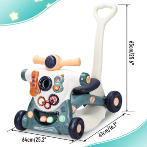 Kirumie 6 in 1 Learning Walker for Babies, Sit to Stand Baby Walker, Multiple Baby Activity Center with Music and Lights, Adjustable Push Walkers for Babies Boys Girls Toddlers Over 9 Months