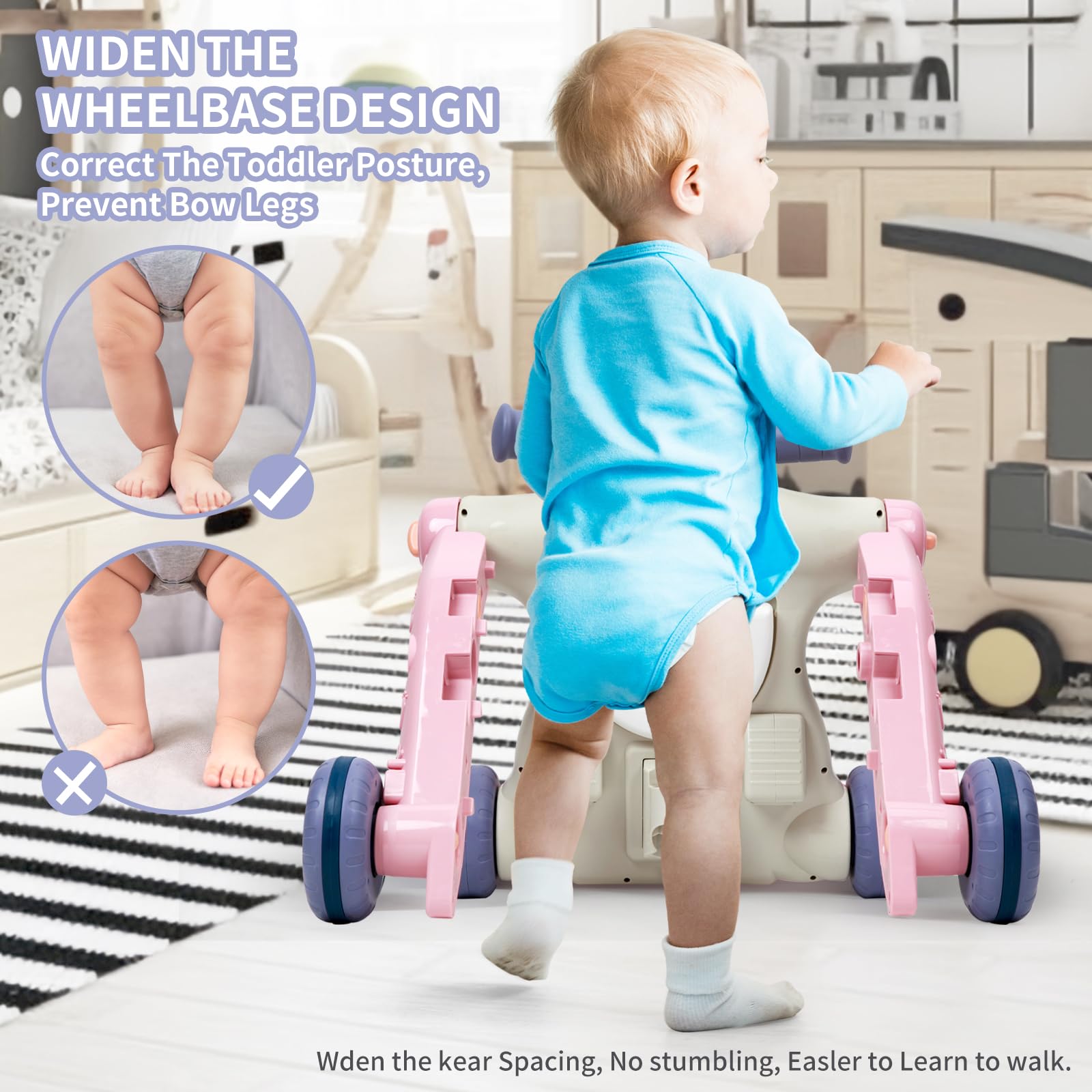 LemoHome Baby Walker,Baby Push Walker,Baby Sit-to-Stand Learning Walker,Could Assemble as Scooter,Motorbike,Detachable Panel,Activity Center,Musical Walking Toys for Infants