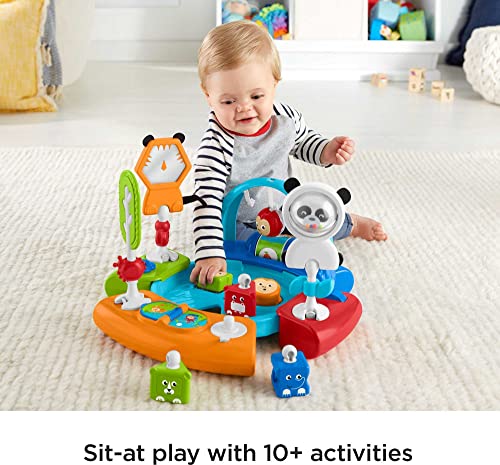 Fisher-Price Baby to Toddler Toy 3-In-1 Spin & Sort Activity Center and Play Table with Playmat and 10+ Activities, Retro Roar