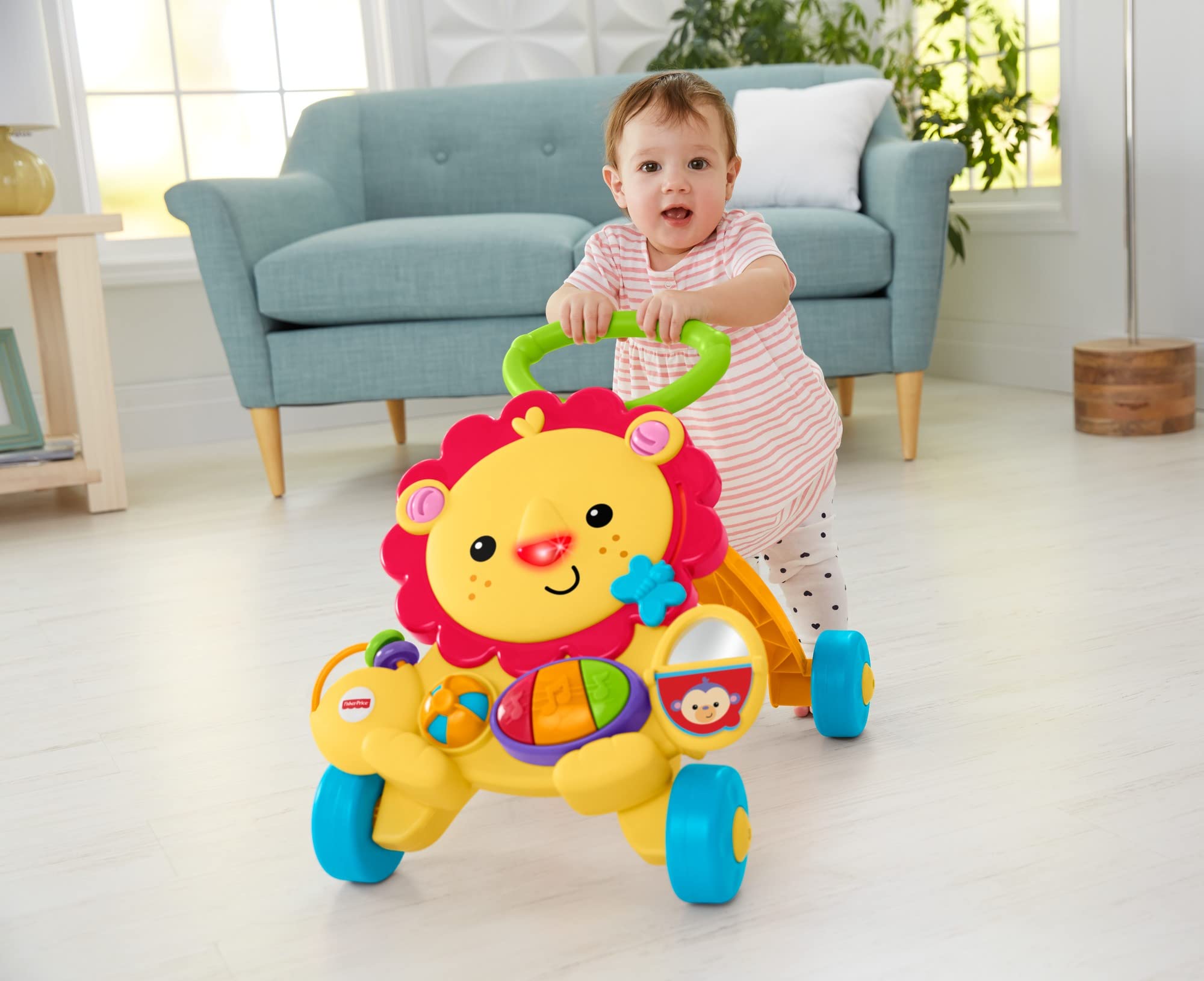 Fisher-Price Baby & Toddler Toy Musical Lion Walker Push Along with Lights Sounds & Developmental Activities for Ages 6+ Months