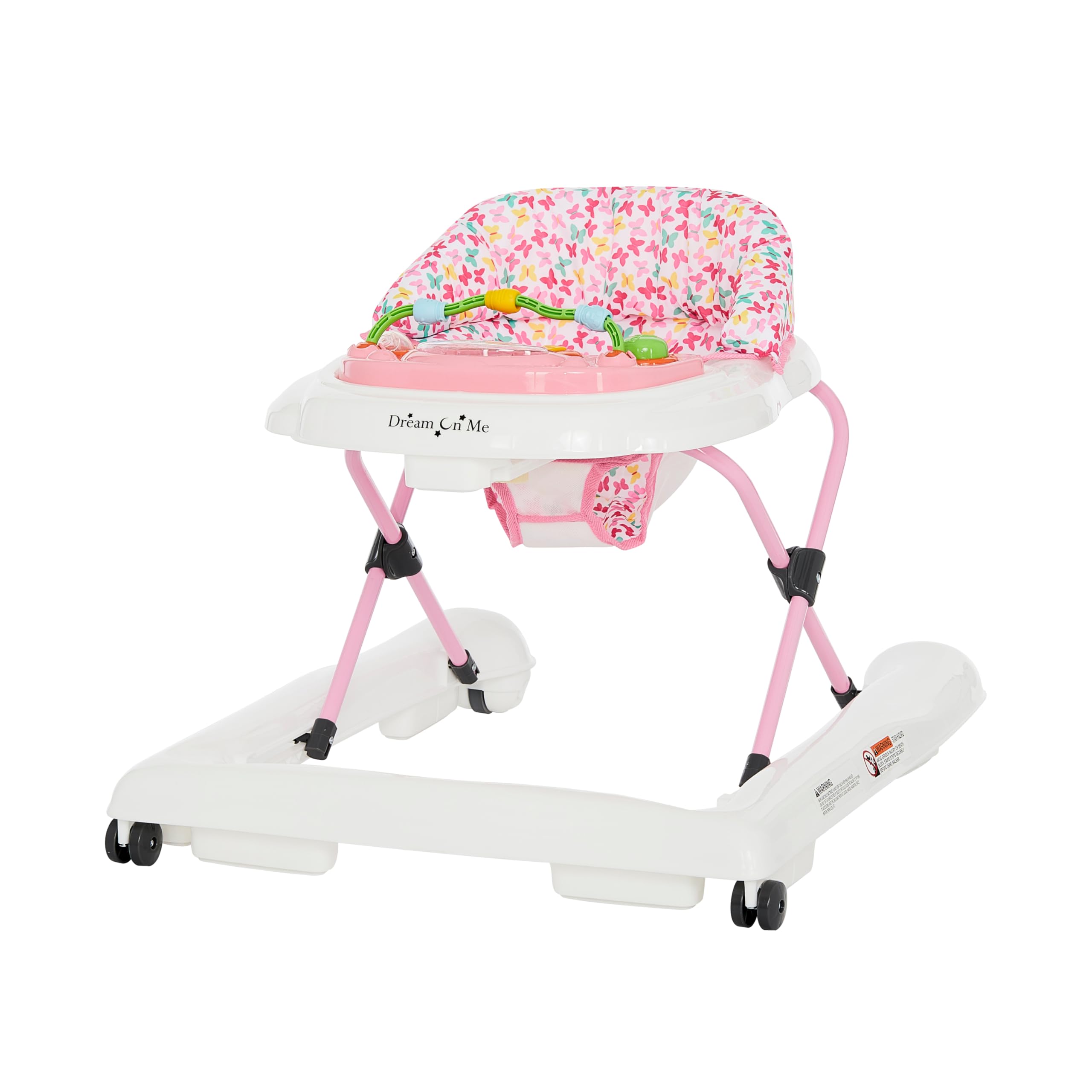 Dream On Me 2-in-1 Ava Baby Walker, Easy Convertible Baby Walker, Walk Behind, Height Adjustable Seat, Added Back Support, Detachable Slate, Spring Pink