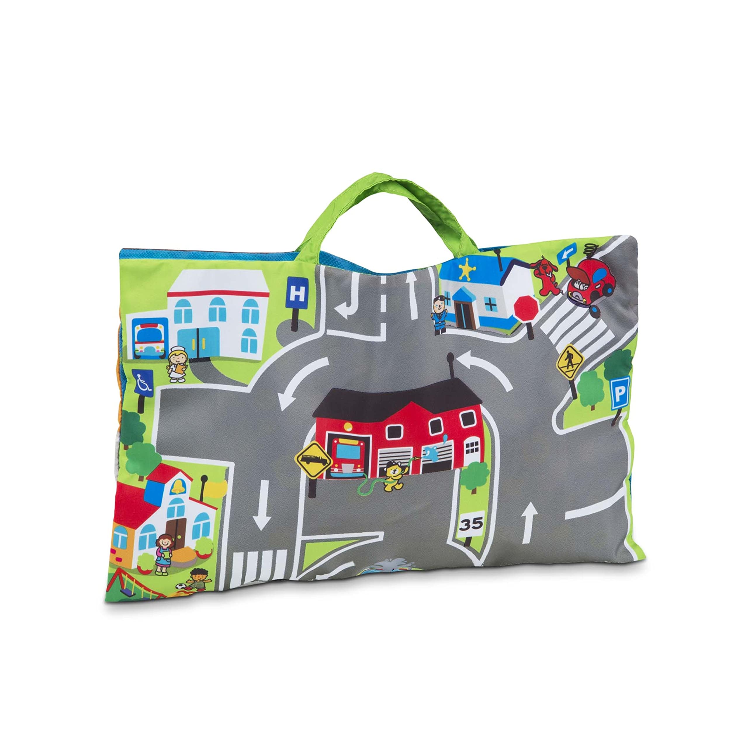 Melissa & Doug Take-Along Town Play Mat (19.25 x 14.25 inches) With 9 Soft Vehicles - With Storage Bag, Toy Vehicle Play Sets For Babies