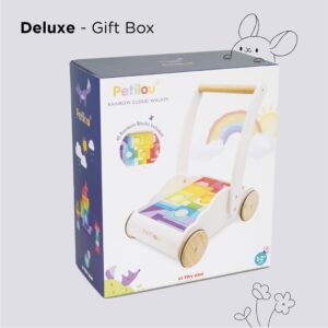 Le Toy Van - Petilou Wooden Walker Toy for Toddlers and Babies | Educational Rainbow Cloud Walker | Suitable for A Boy Or Girl 1 Year Old +, Multi, 45 Blocks (PL102)