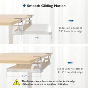 BONTEC Keyboard Tray Under Desk, Pull Out Keyboard & Mouse Tray with C-clamp, 25.6 Excluding Clamps (30 Including Clamps) x 11.8 Inch Steady Slide-Out Computer Drawer for Typing, White
