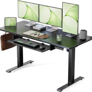 Marsail Standing Desk Adjustable Height with Extra Large Keyboard Tray, Electic Adjustable Desk with 4 Memory Presets Cable Management 2 Storage Hooks, Sit Stand Up Desk for Home Office