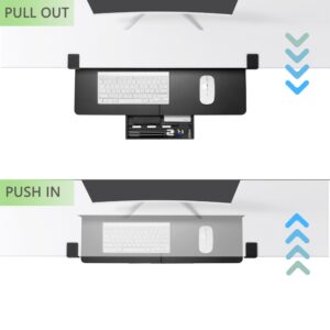 ETHU Keyboard Tray Under Desk, 26.77" X 11.81" Large Size Keyboard Tray with C Clamp-on Mount Easy to Install, Computer Keyboard Stand, Ergonomic Keyboard Tray for Home and Office (Carbon)