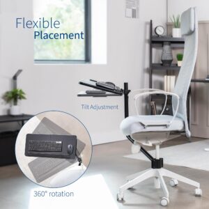 VIVO Office Chair Mounted 26 x 12 Inch Keyboard and Mouse Tray, Ergonomic Tilt, Full Motion 360 Degree Rotation, Black, MOUNT-KB08C