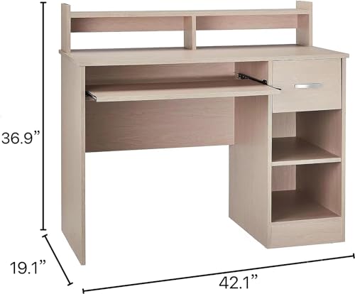 ROCKPOINT Axess Computer Keyboard Tray and Drawer Small Home Office Bedroom, Homework and School Studying Writing Desk for Student with Storage,Natural Maple