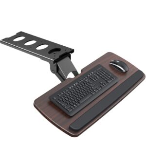 HUANUO Keyboard Tray Under Desk，360 Adjustable Ergonomic Sliding Keyboard & Mouse Tray, 25" W x 9.8" D, Brown