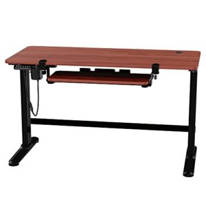 Truweo Adjustable Electric Standing Desk – 50 x 23.6 inches Sit to Stand Office Desk with Cable and Sliding Keyboard Tray – 3 Controlled Memory Height Settings – Anti-Scratch Surface – Brown