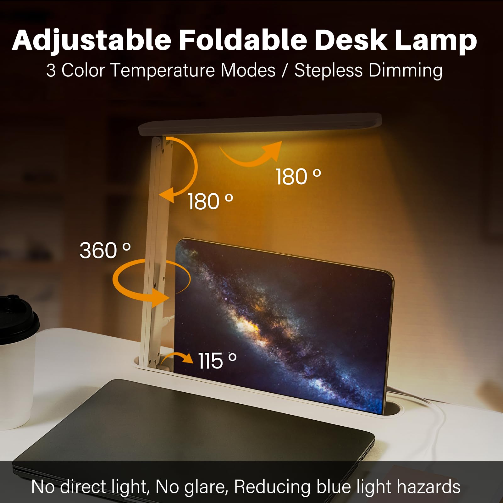 Laptop Desk for Bed Lap Desk with LED Desk Light, Foldable Laptop Bed Table with Storage Drawer, Breakfast Serving Bed Tray Tablet Desk Laptop Folding Stand Reading Holder for Sofa Couch Floor (WHITE)